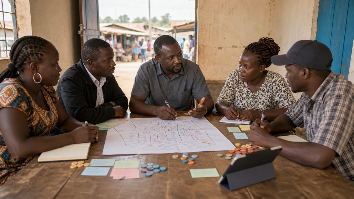 Kenyan MCA aspirant reviewing ward campaign issues and assignments with local coordinators