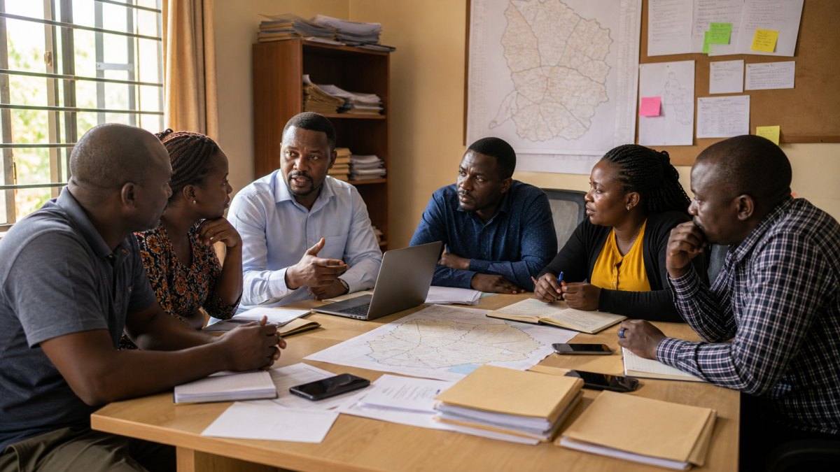 Kenyan MP aspirant reviewing constituency campaign assignments with ward coordinators